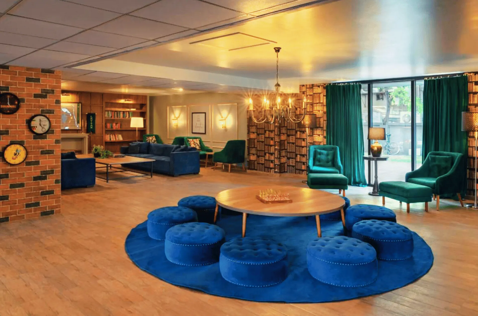 Premium student accommodation lounge at Ivy League House Pune featuring modern seating and social spaces